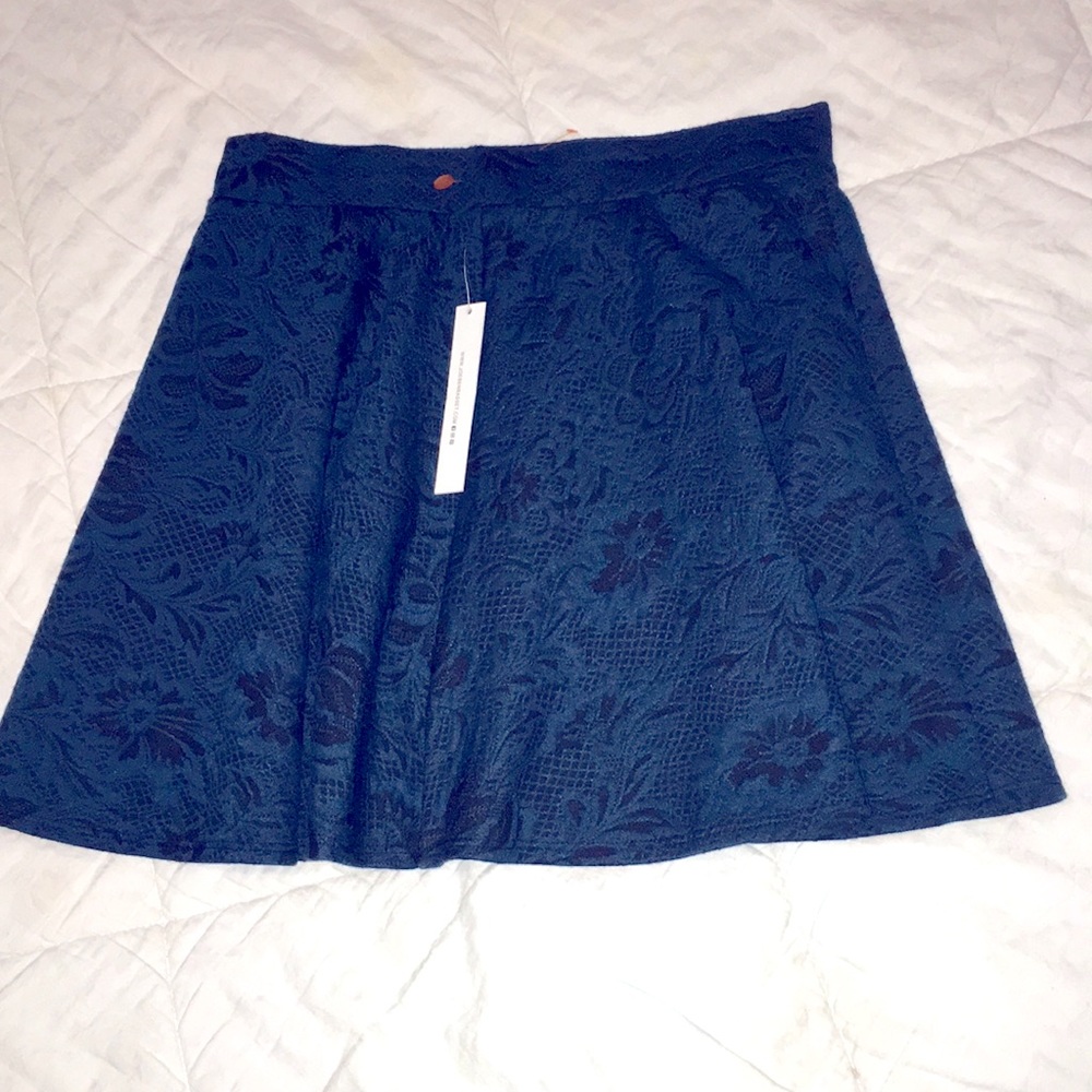 Joe B Joe Benbasset Teal damask a line  circle skater pull on skirt M NEW w tags